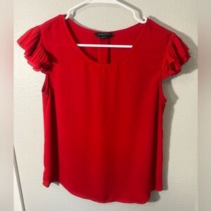 Banana Republic Red Ruffled Sleeve Top